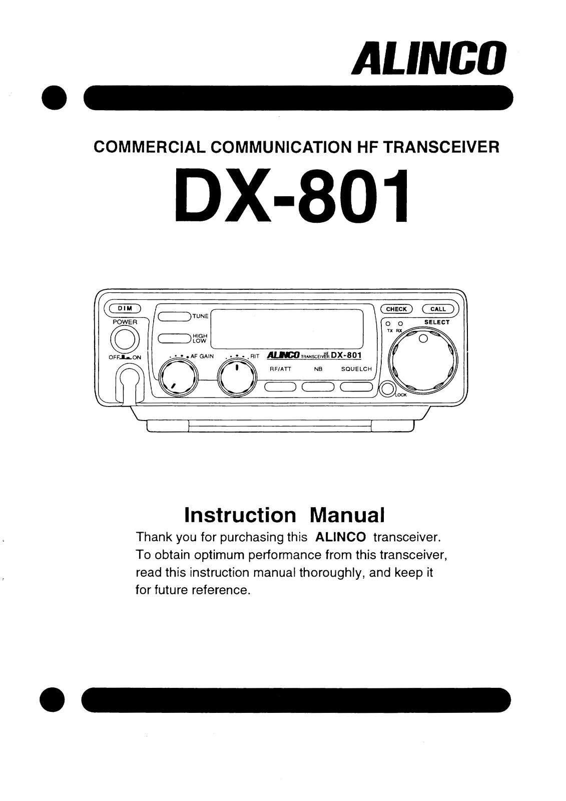 Alinco DX-801 User Manual