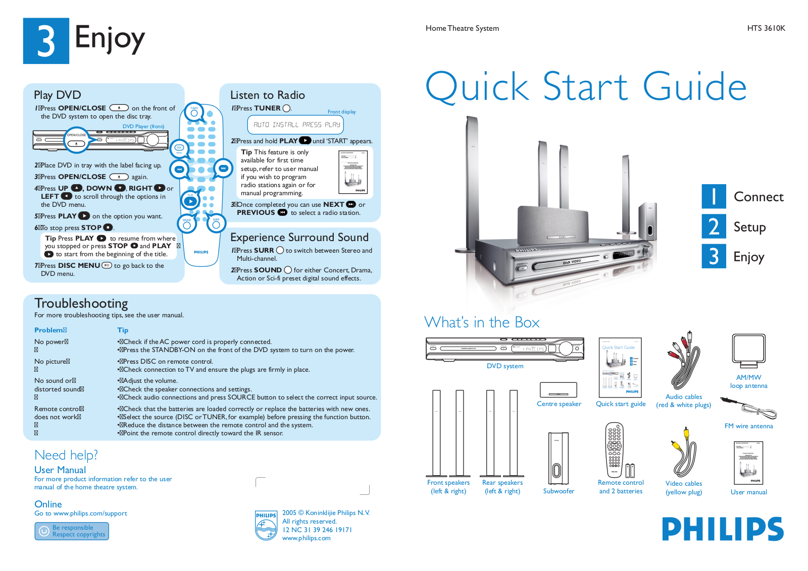 Philips HTS3610K, HTS3610K-51 User Manual