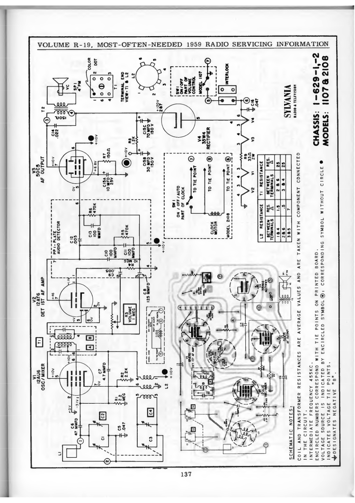 Sylvania 1-629-1-2 Schematic