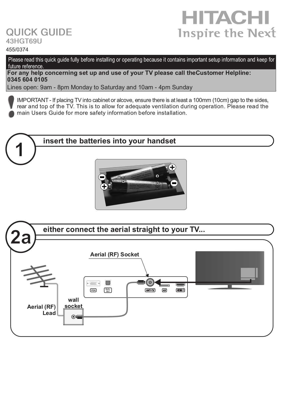 Hitachi 43HGT69U User Manual