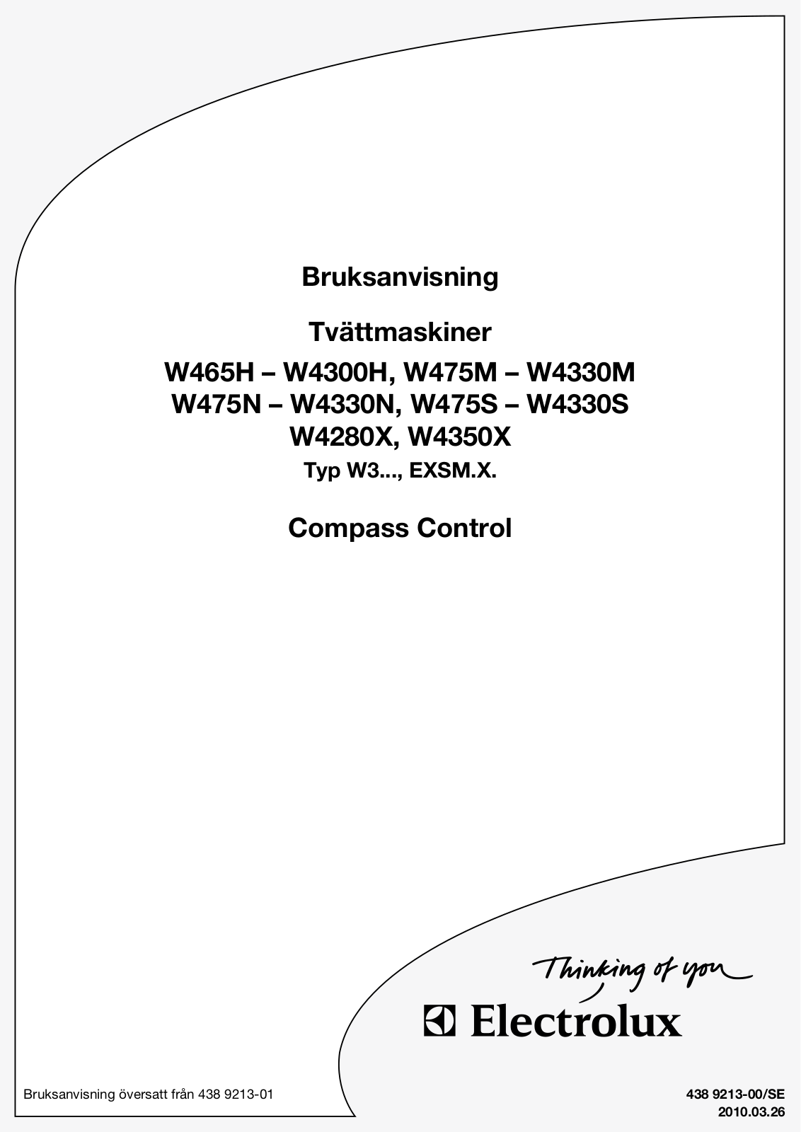 Electrolux W4330N, W475S, W4300H, W465H User Manual