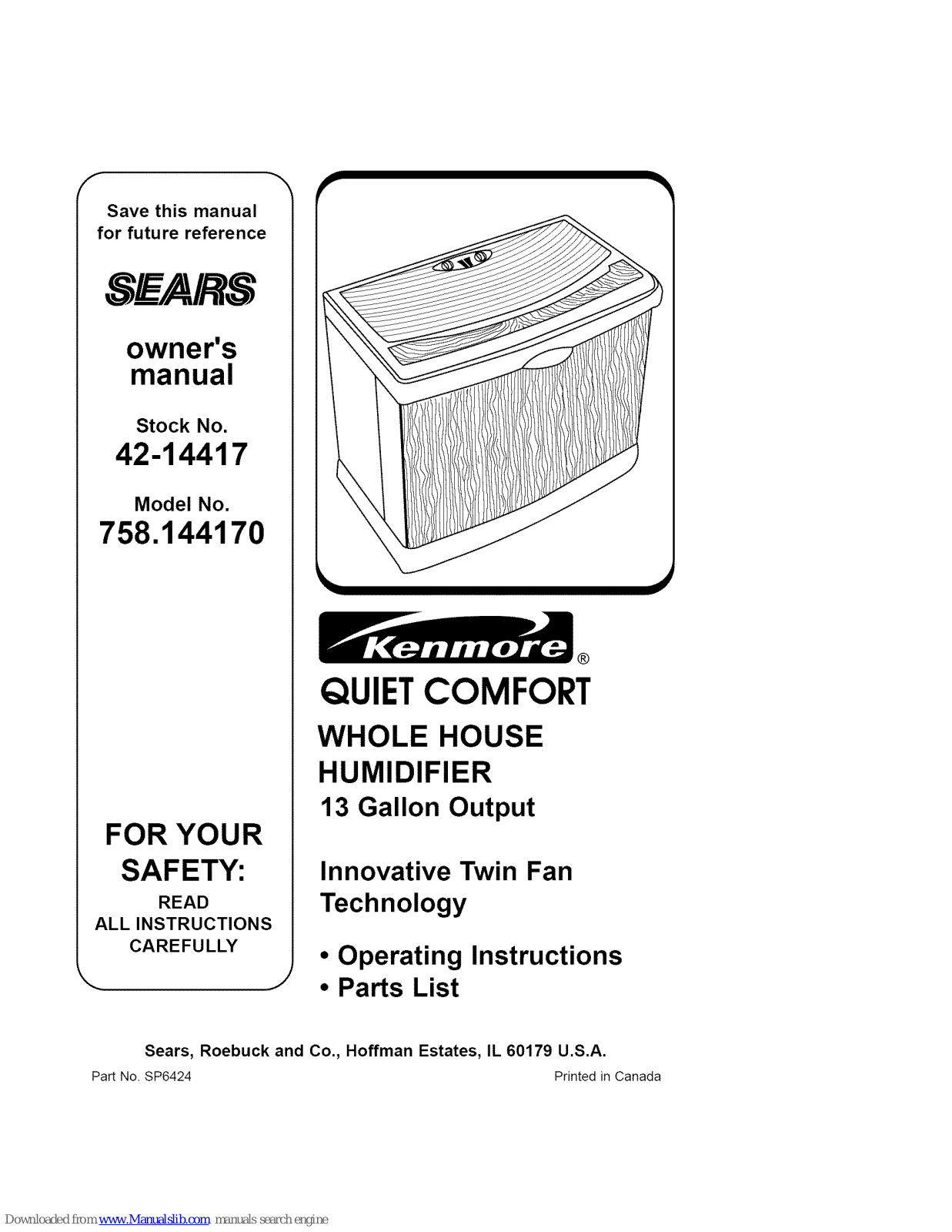 Kenmore QUIET COMFORT 758.14417 Owner's Manual - ManualMachine.com