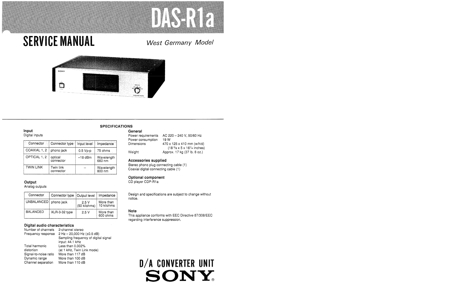 Sony DAS-R1a Service Manual