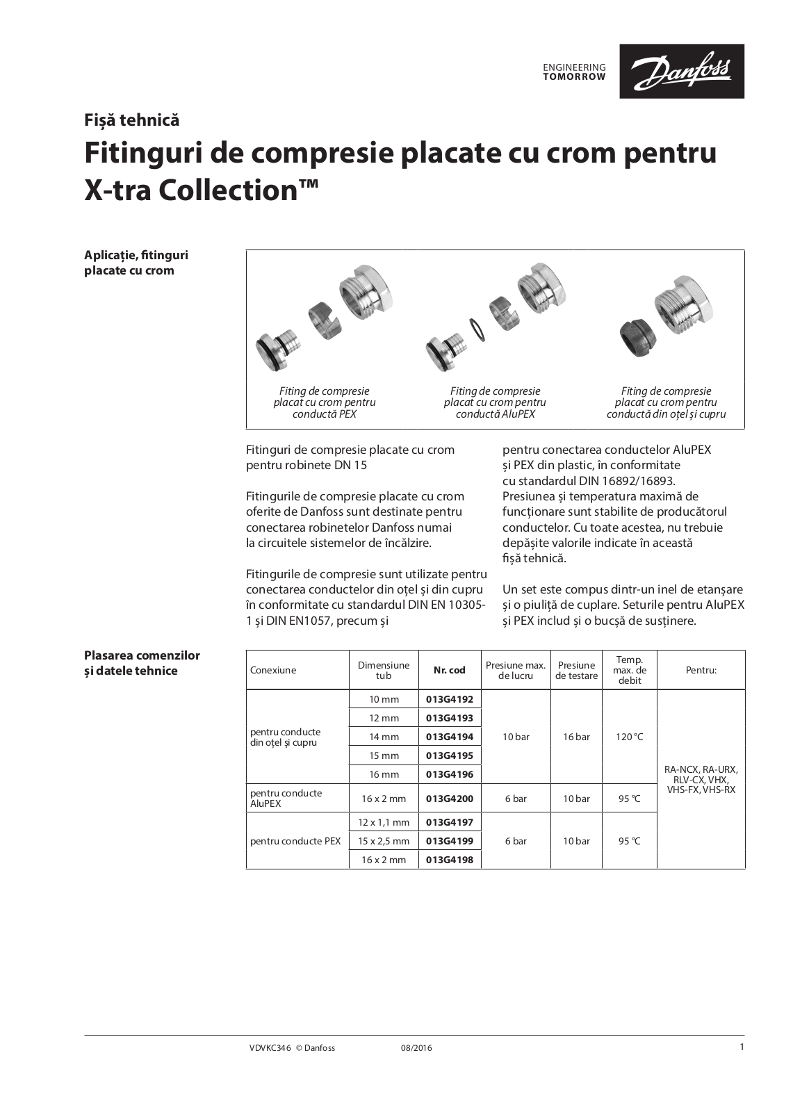 Danfoss X-tra Collection Data sheet