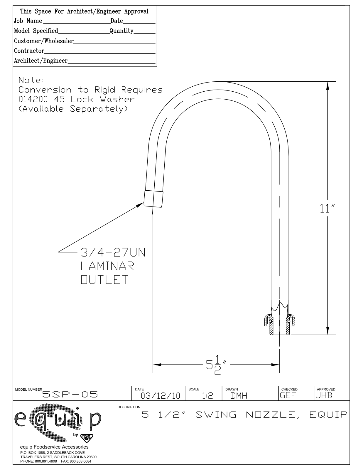 T & S Brass & Bronze Works 5SP-05 General Manual