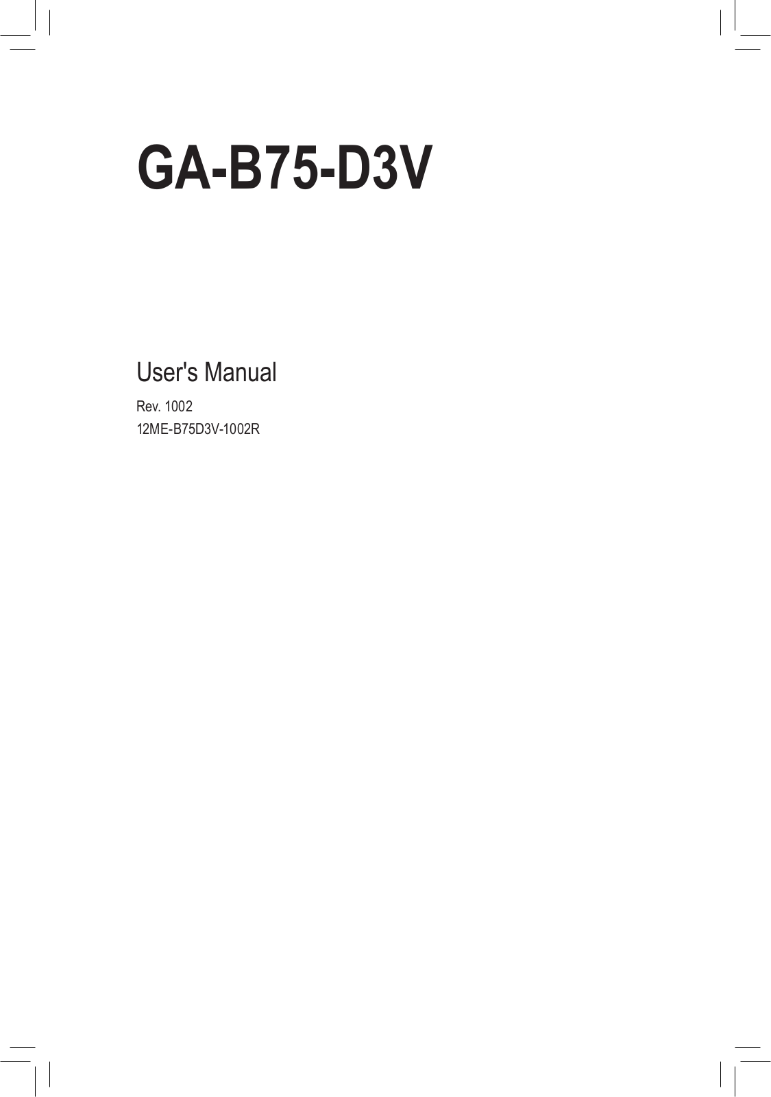 Gigabyte GA-B75-D3V User Manual