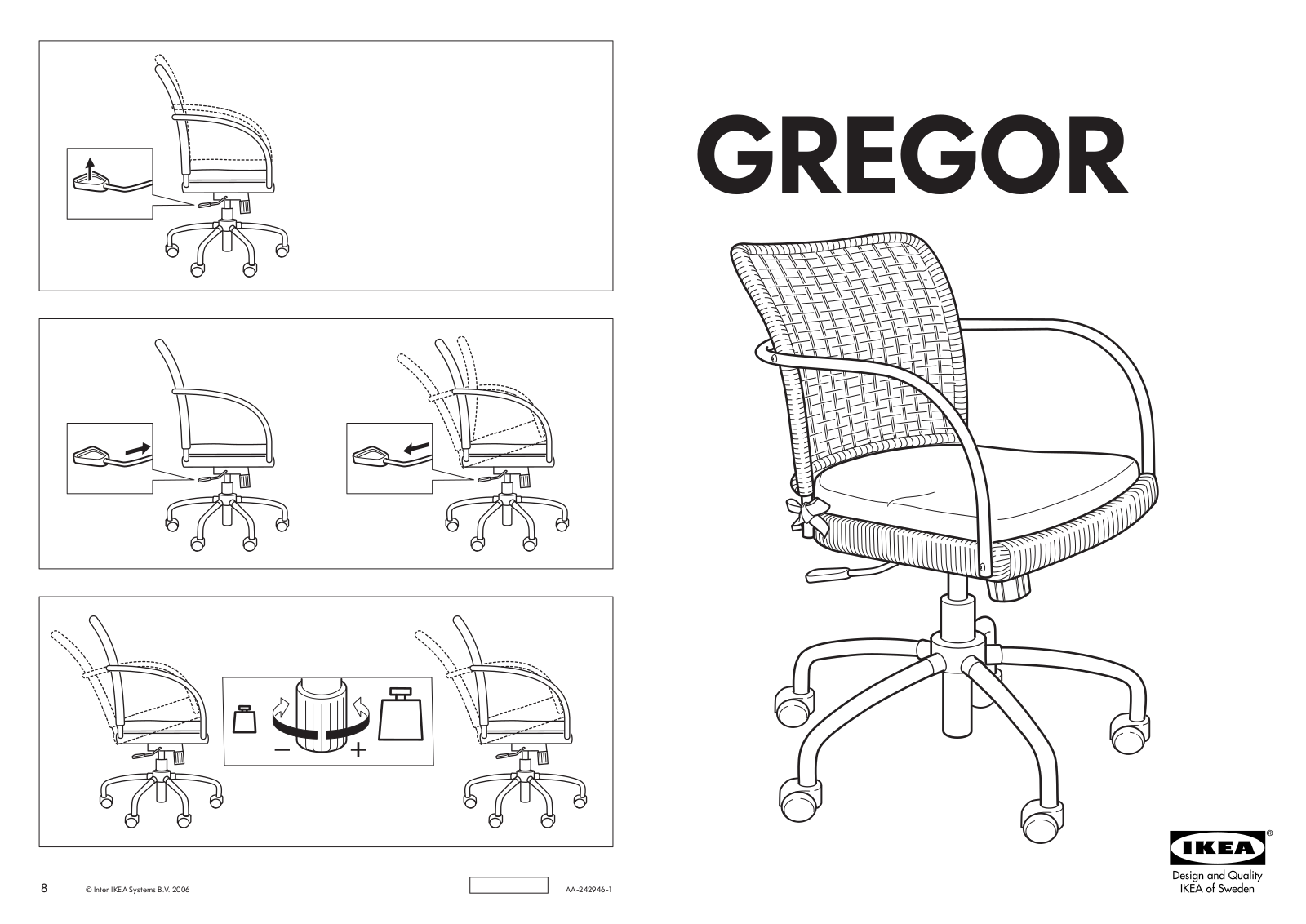 IKEA GREGOR SWIVEL CHAIR Assembly Instruction