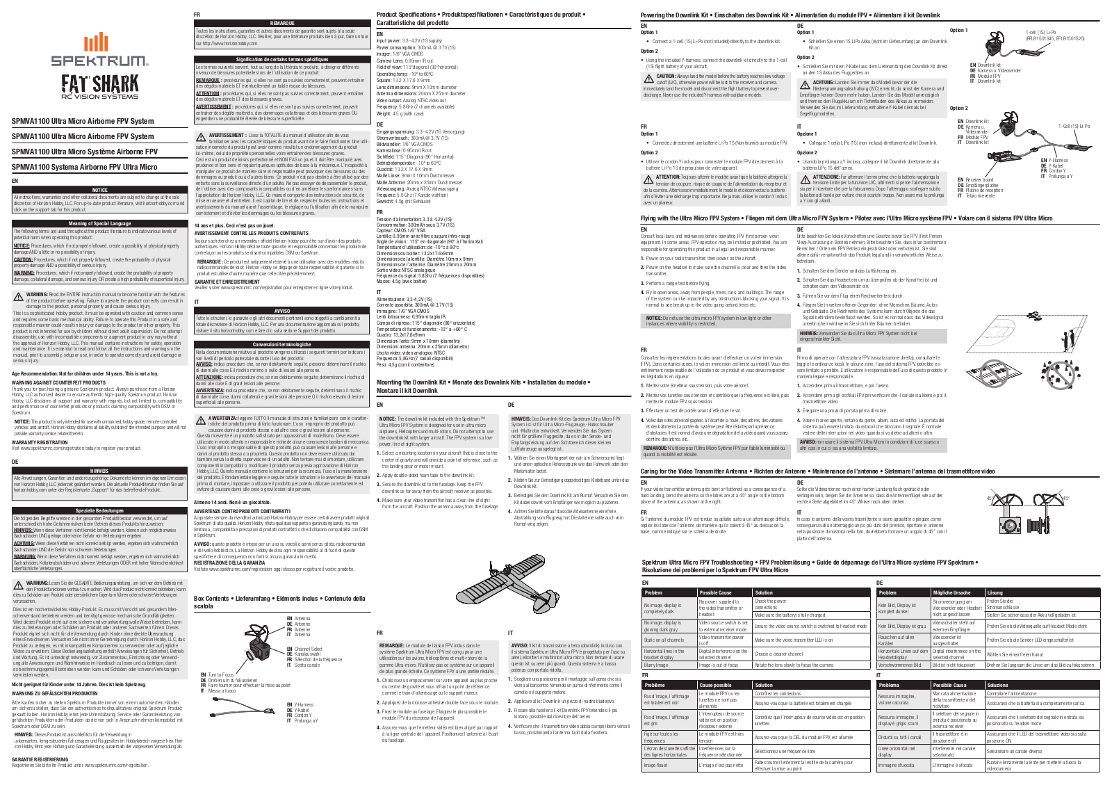 Spektrum SPMVA1100 User Manual