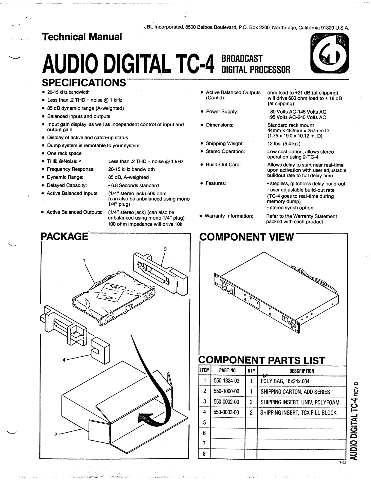 JBL TC-4 Service manual