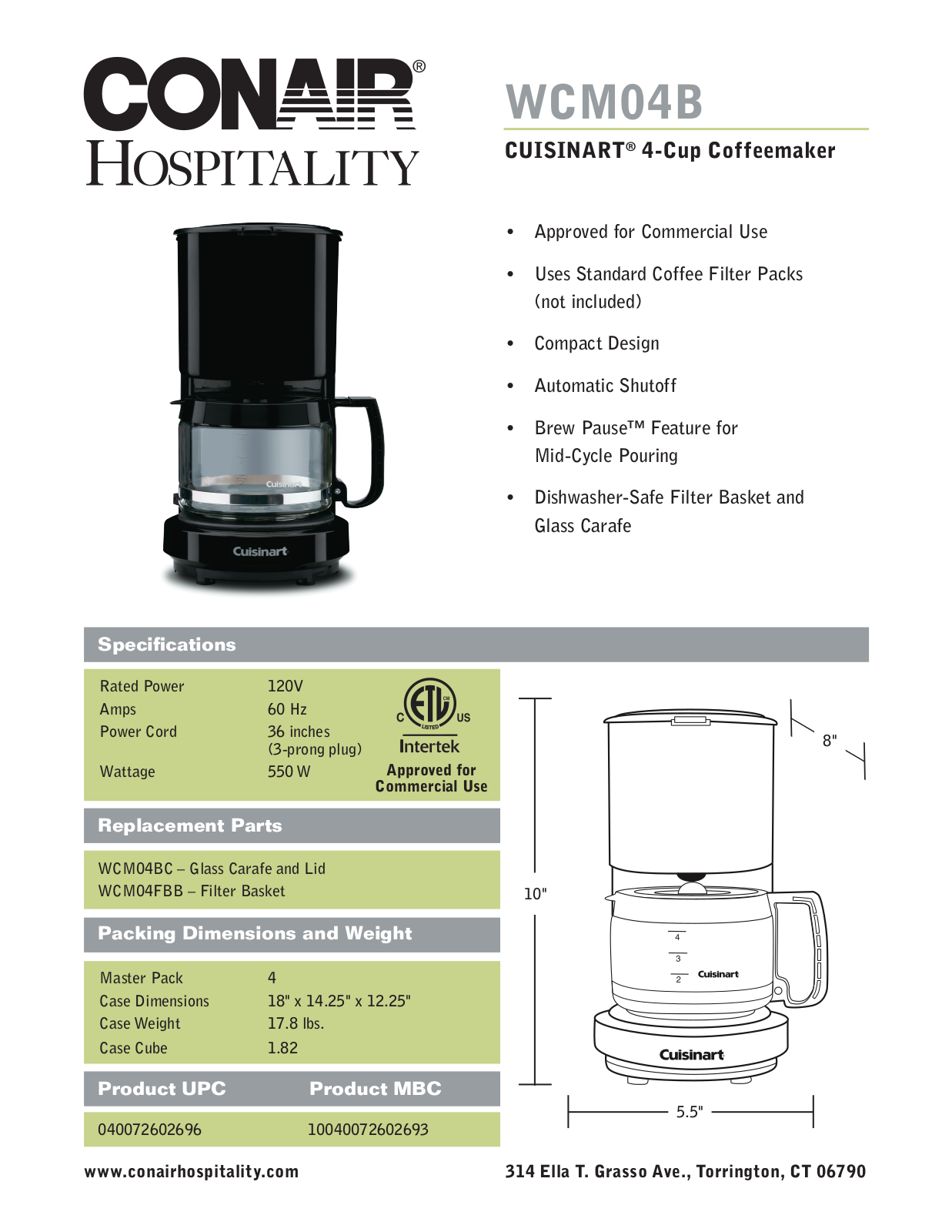 Waring WCM04B User Manual