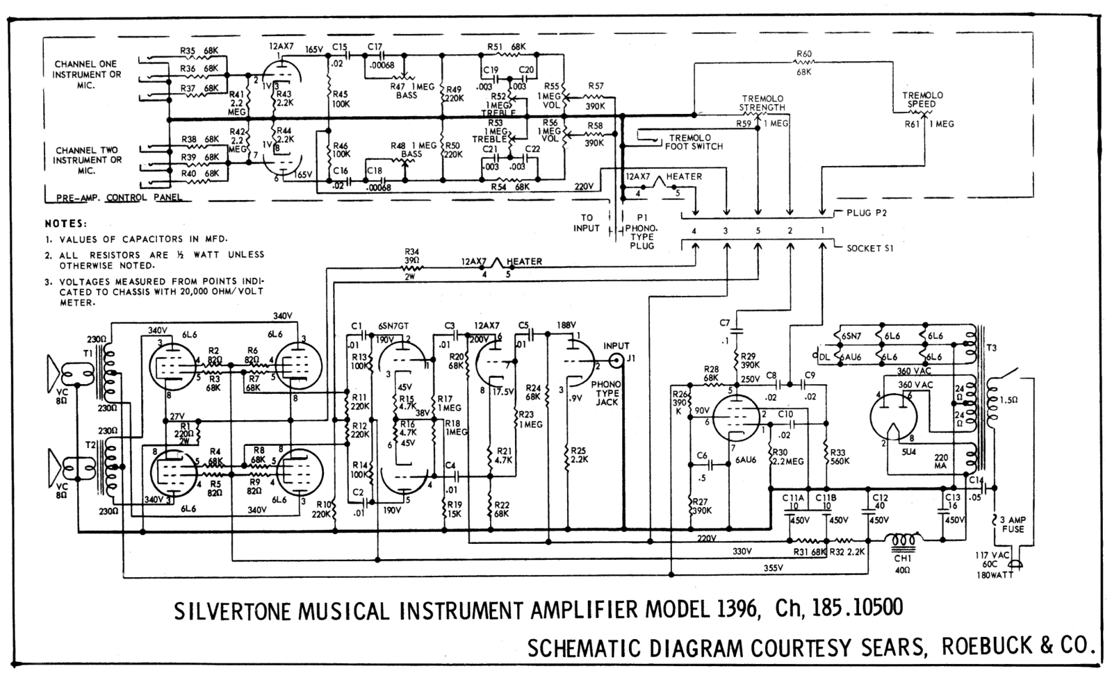 Silvertone 1396 schematic