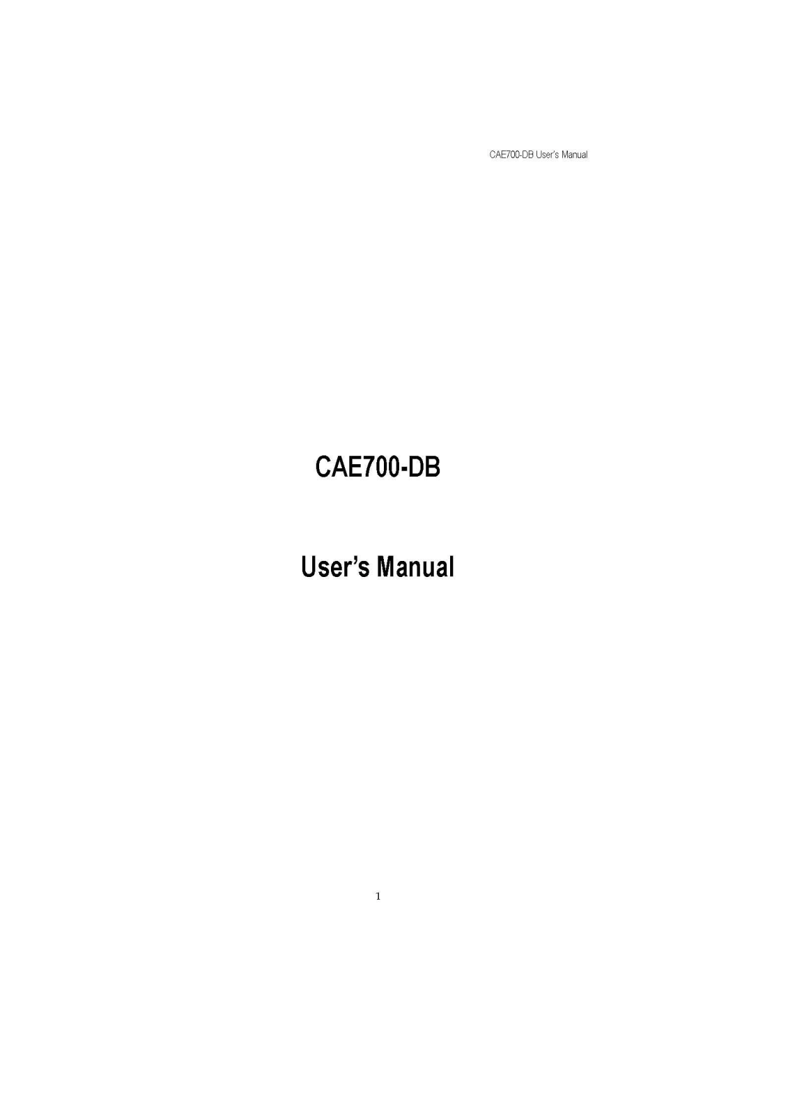 SOLCOM I and C CAE700DB User Manual
