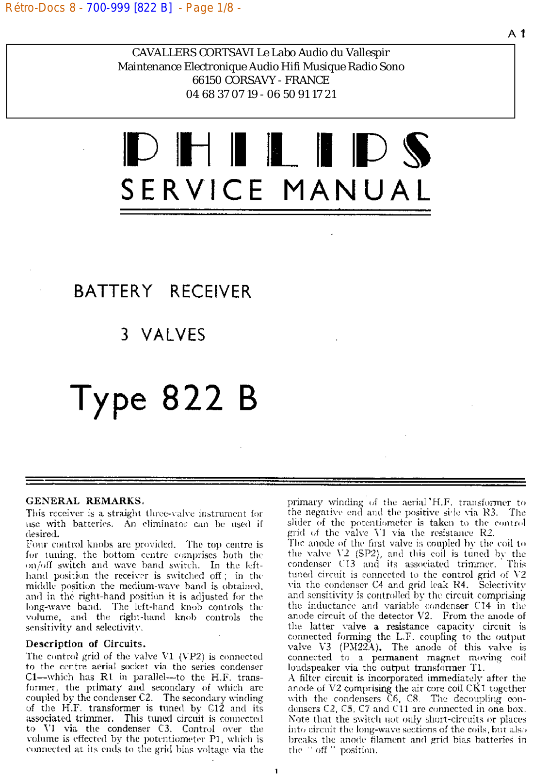 Philips 822 b Datasheet - ManualMachine.com