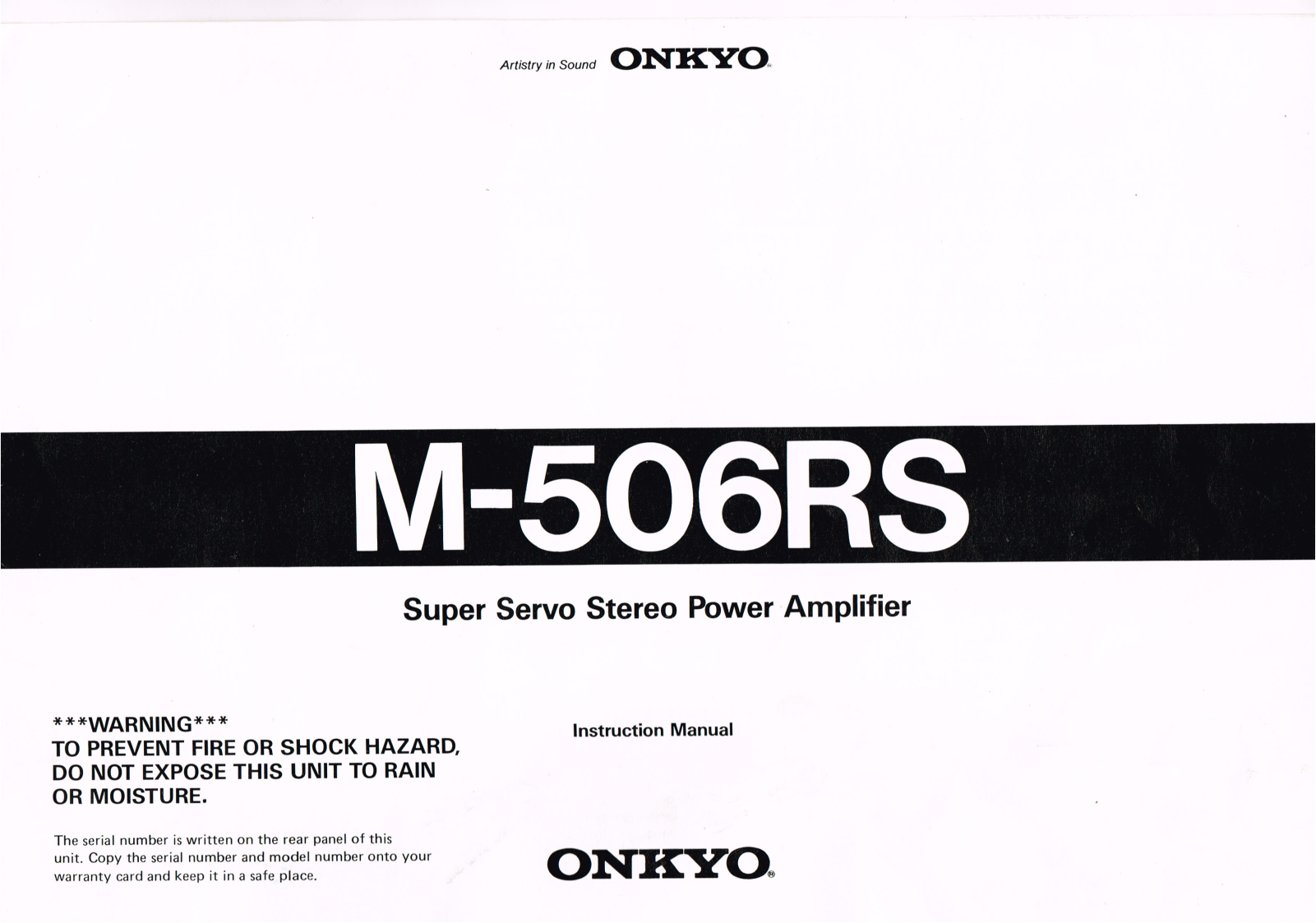 Onkyo M-506-RS Owners Manual