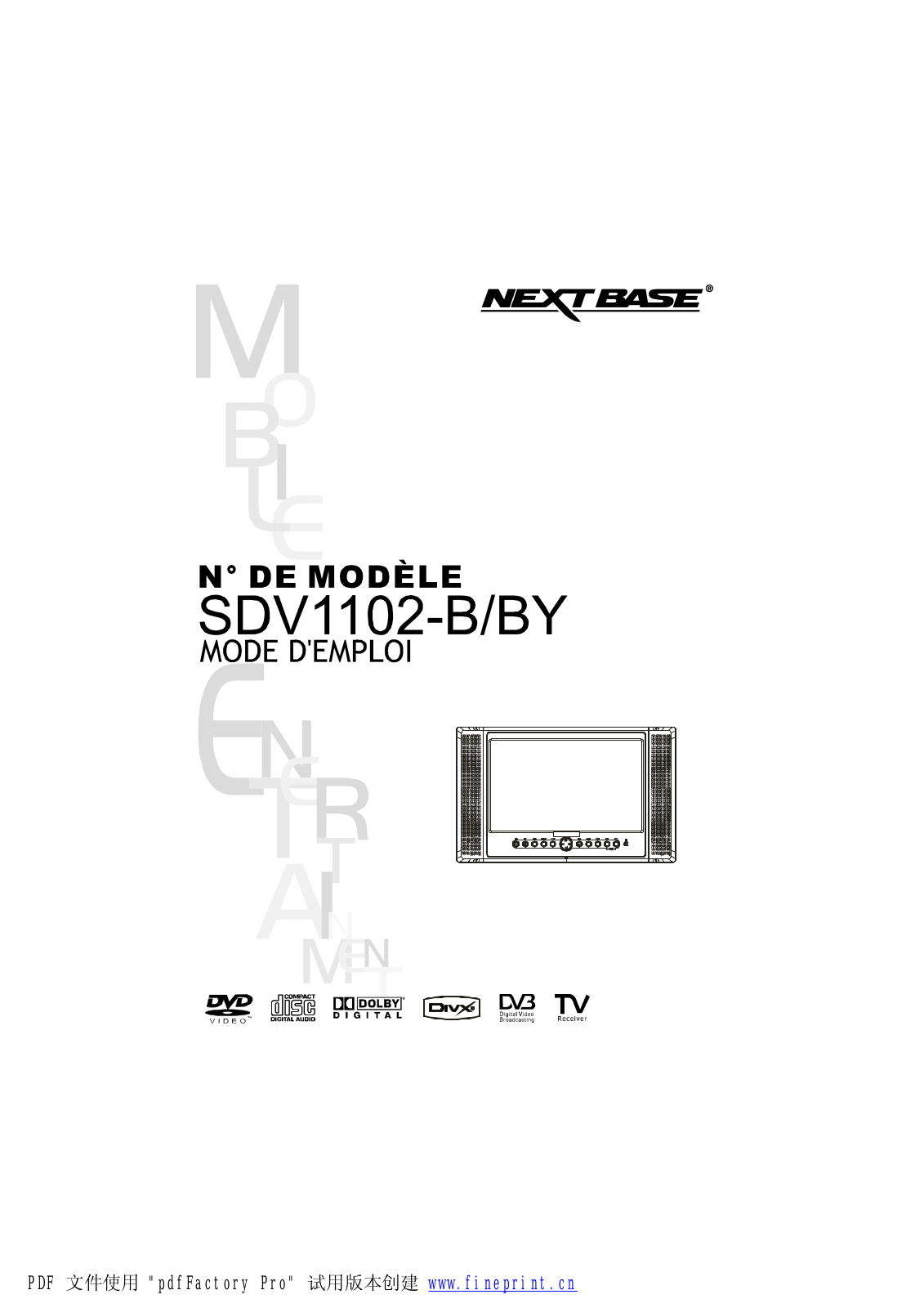 NEXTBASE SDV1102-B, SDV1102-BY User Manual