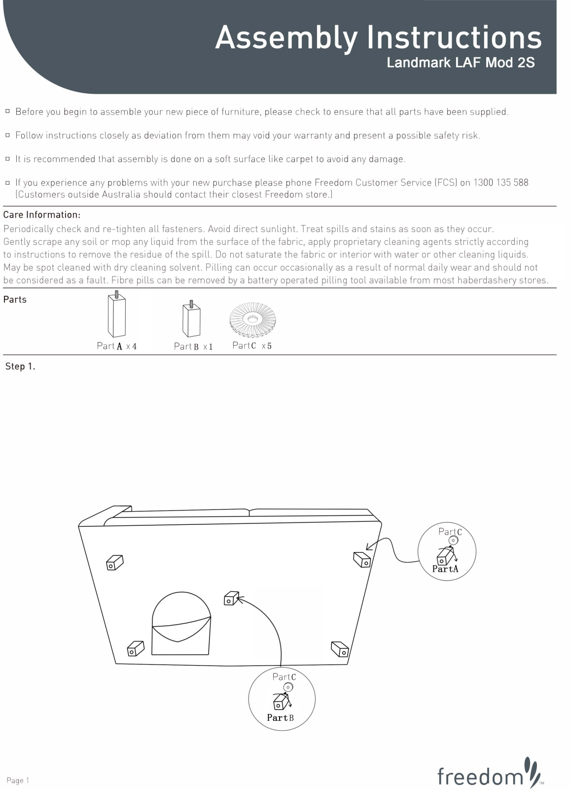 Freedom Landmark LAF Mod 2S Assembly Instruction