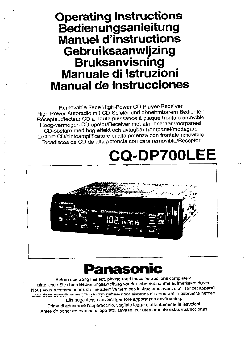 Panasonic CQ-DP700L User Manual