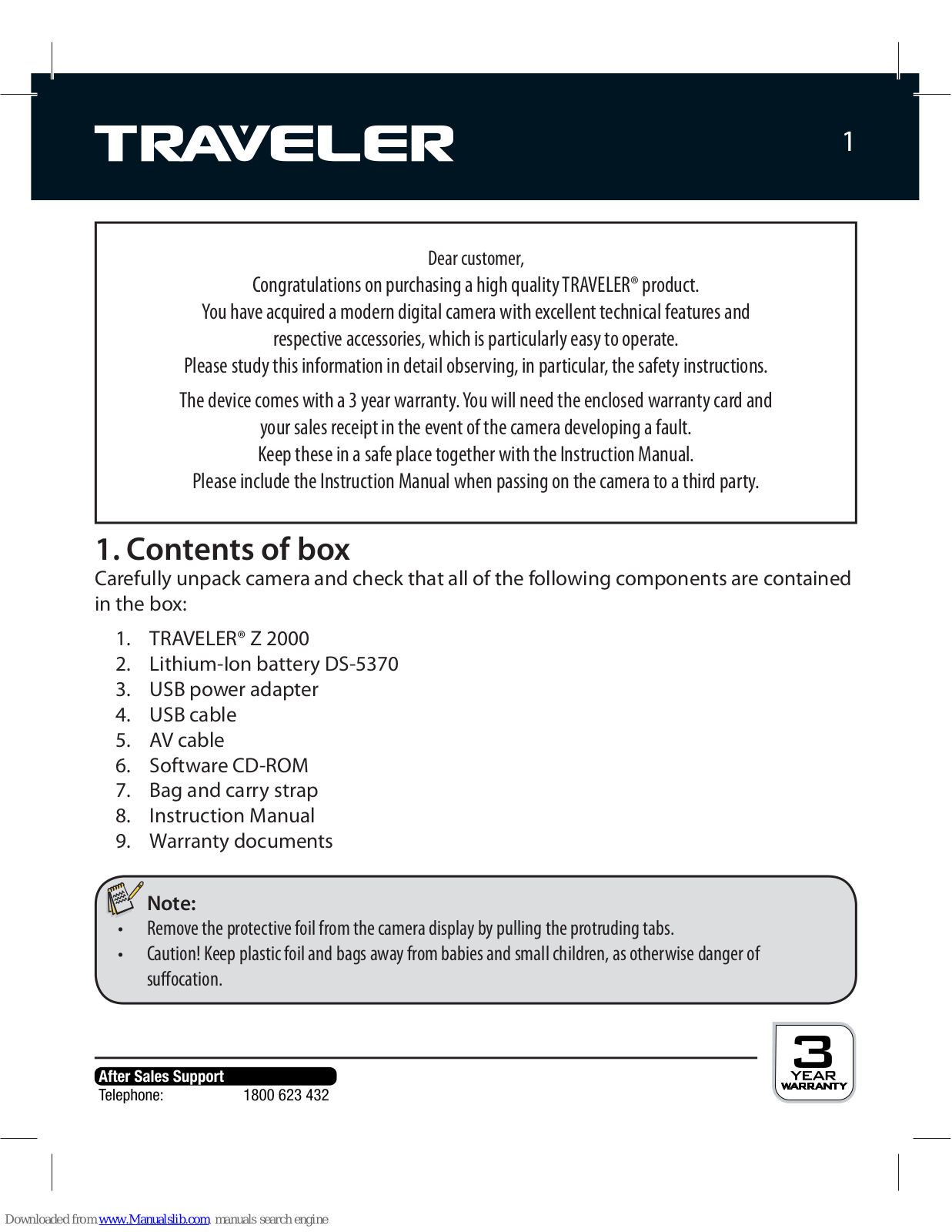 Traveler Z 2000 User Manual