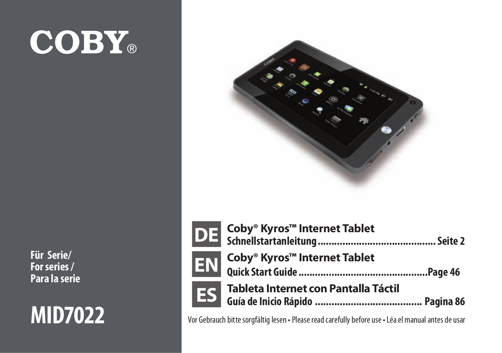 Coby KYROS MID7022 Quick Start Manual - ManualMachine.com