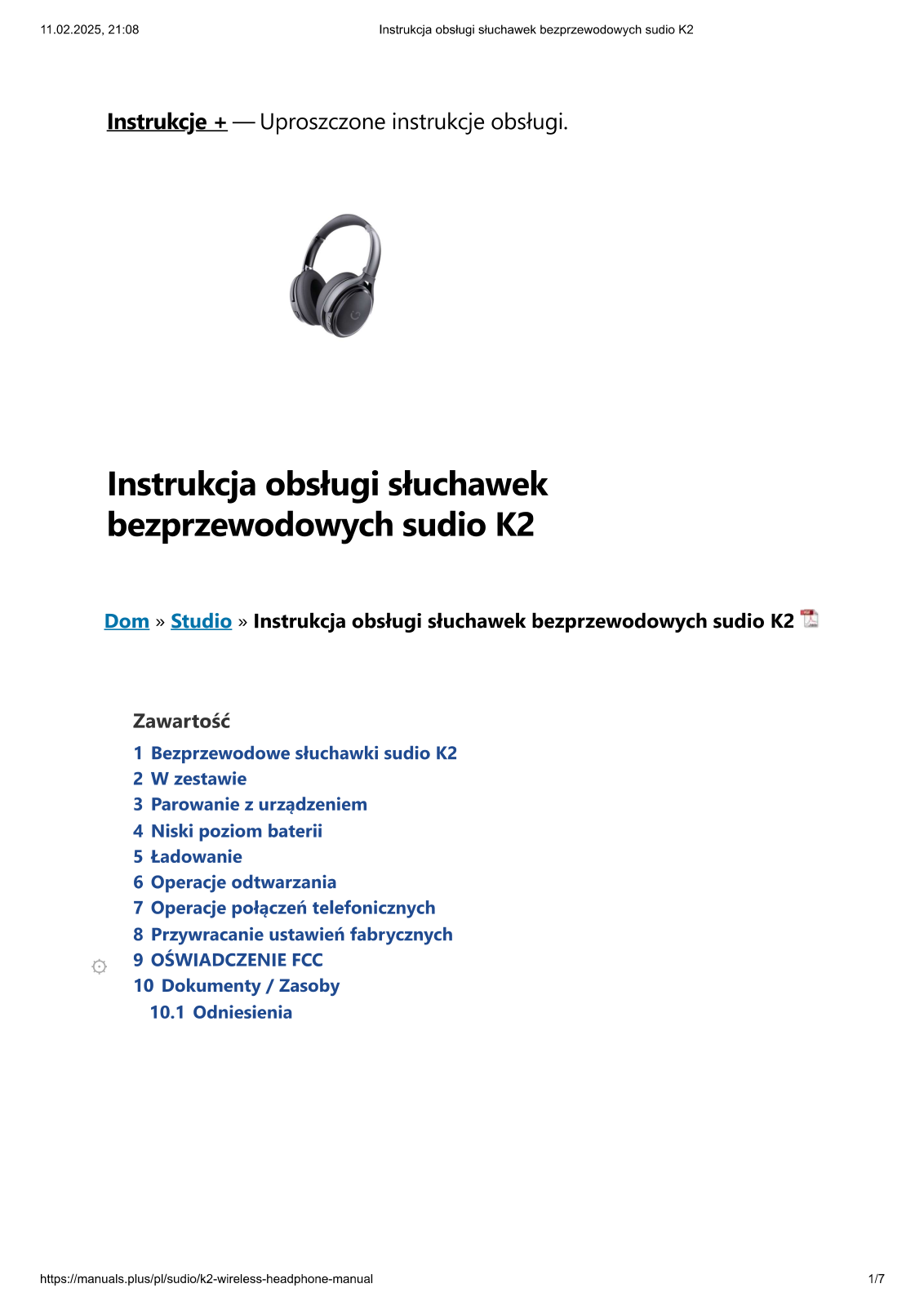 Sudio K2 User guide - ManualMachine.com