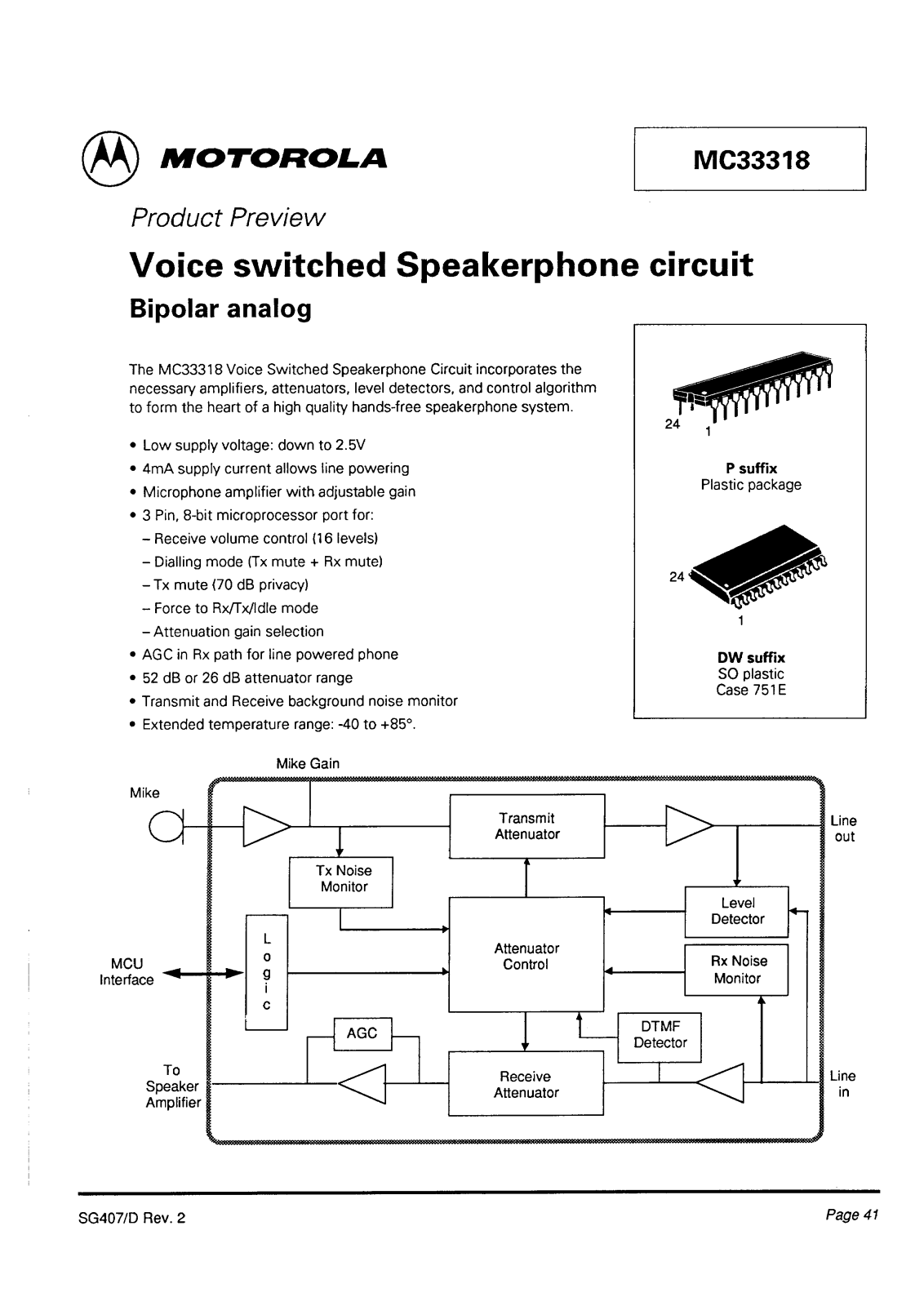 Motorola MC33318DW, MC33318P Datasheet