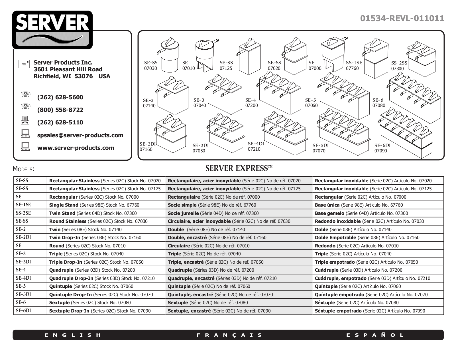 Server Products 67760 Parts List