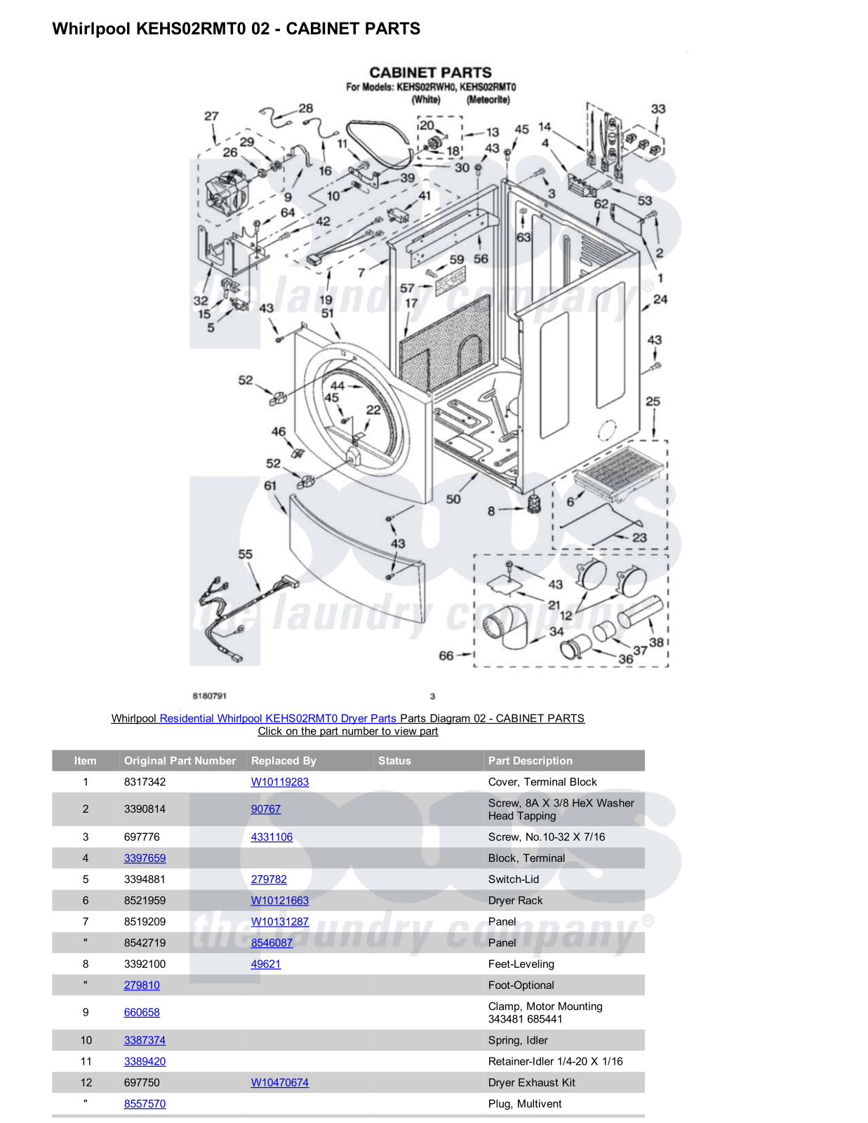 Whirlpool KEHS02RMT0 Parts Diagram