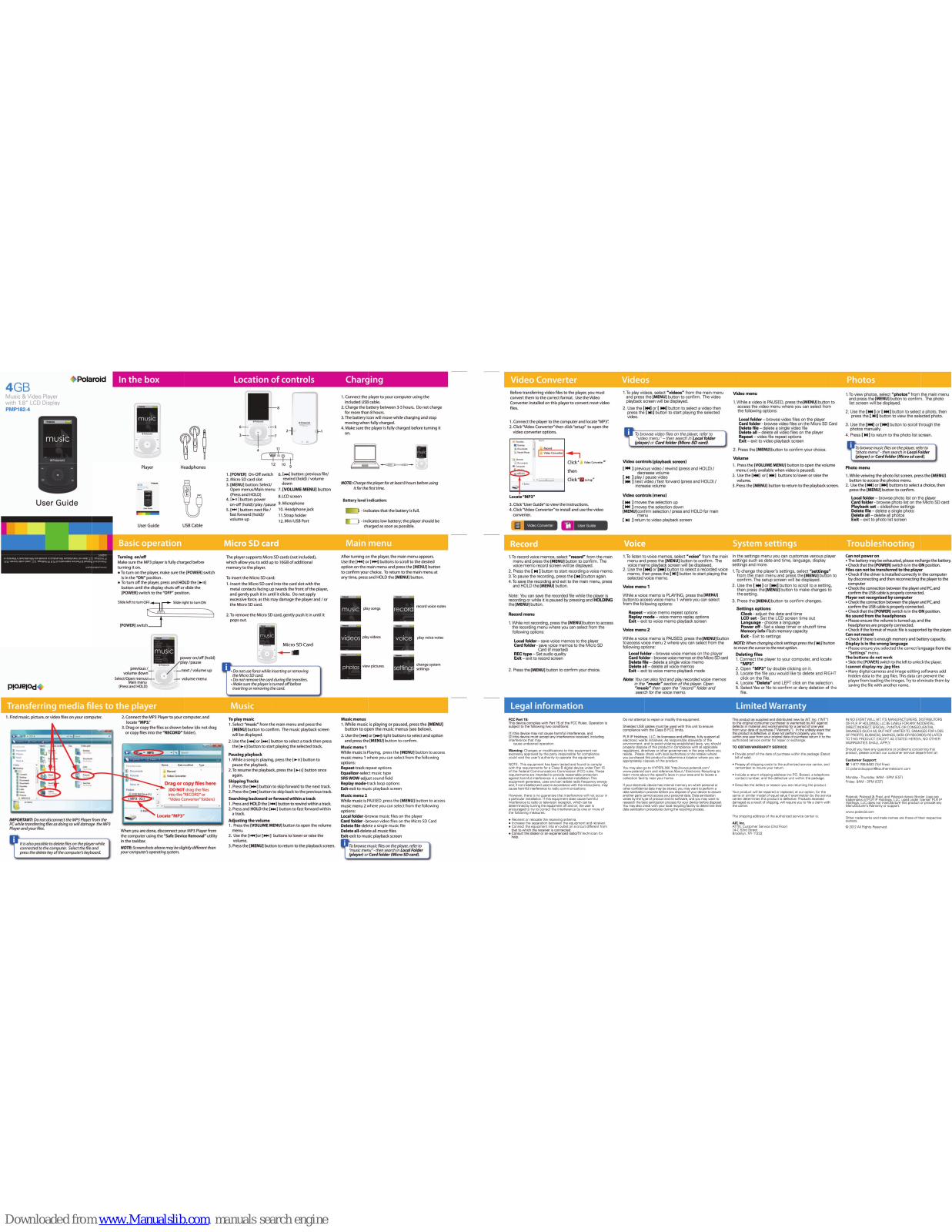 Polaroid PMP182BK, PMP182-4 User Manual