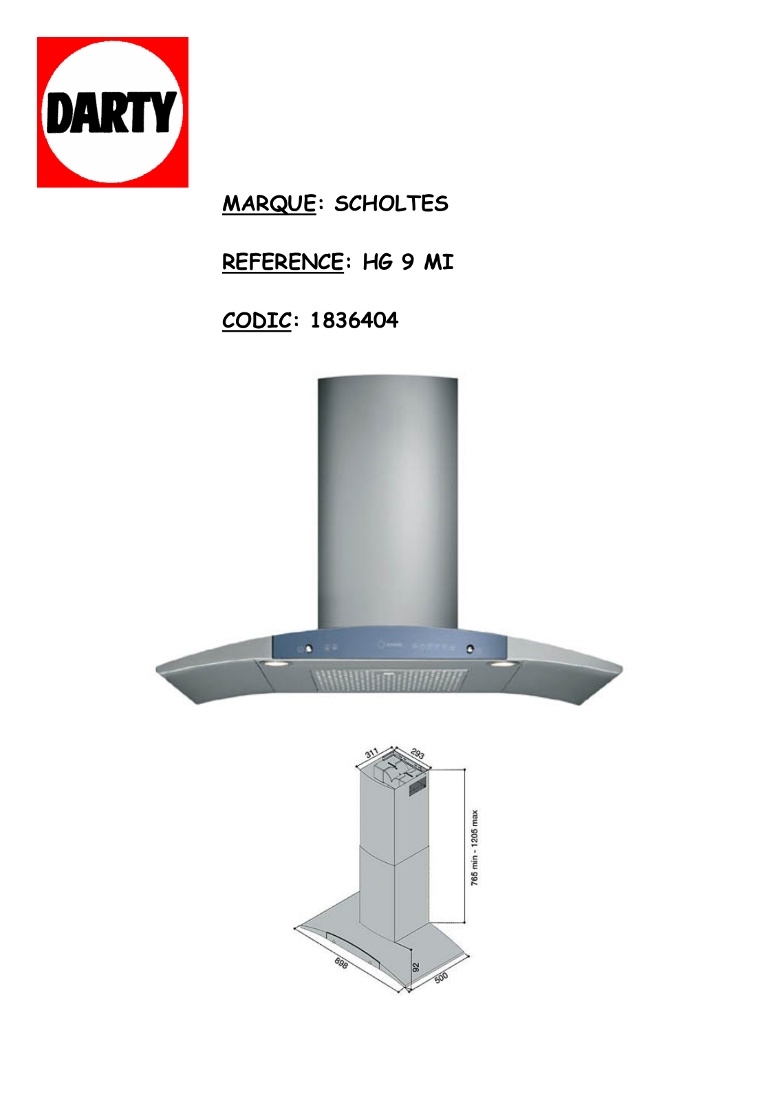 SCHOLTES HG9, HGI9 User Manual