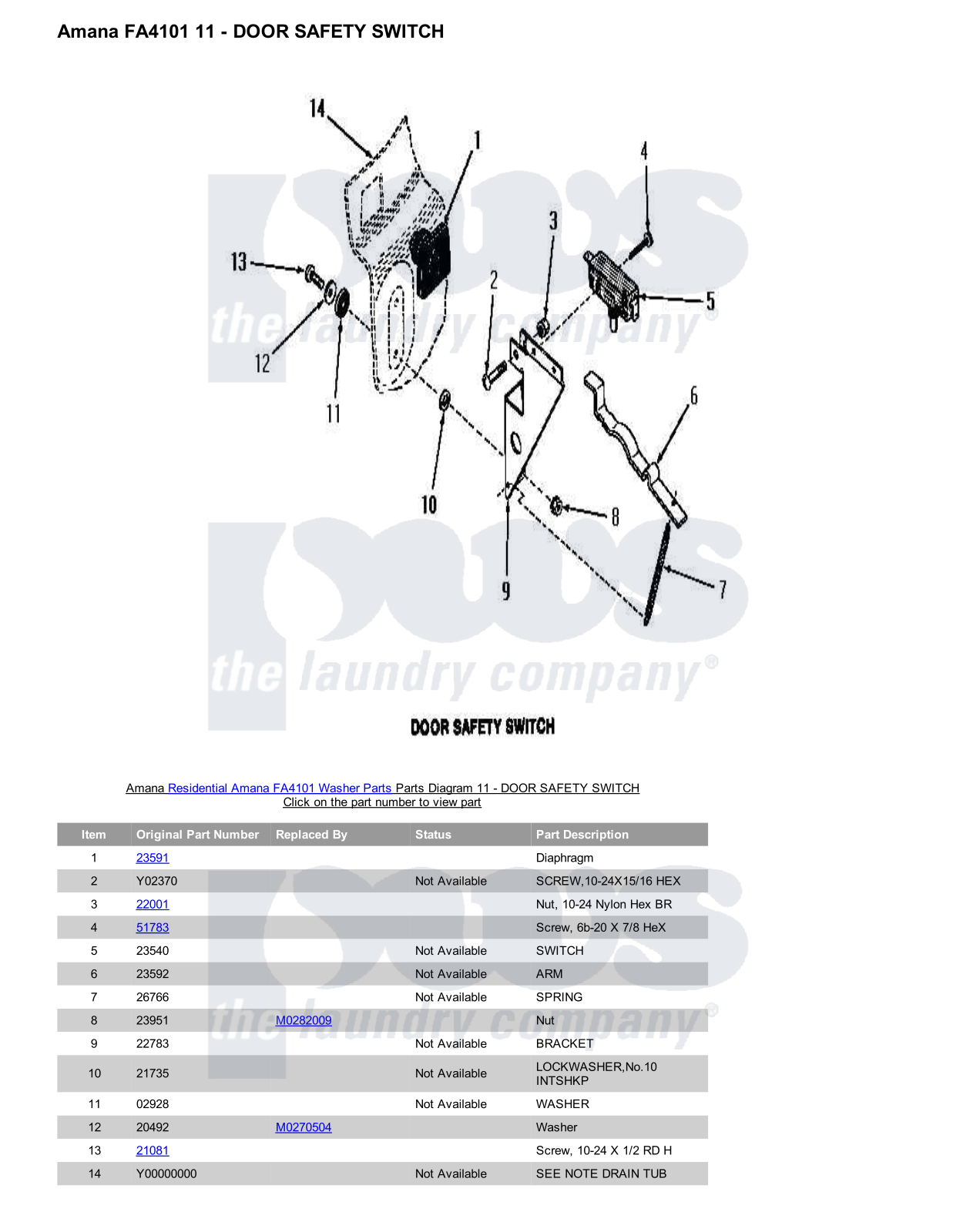 Amana FA4101 Parts Diagram