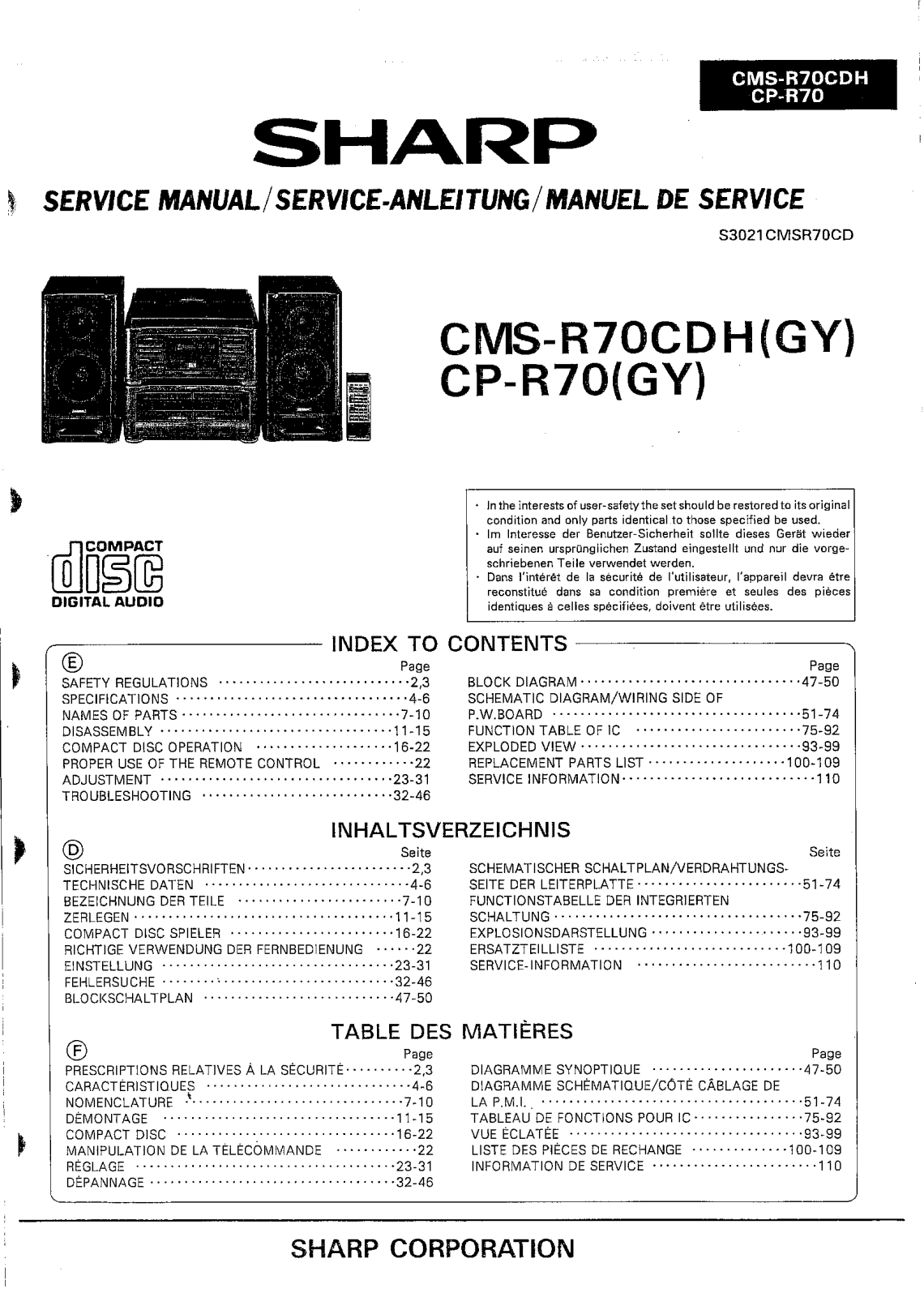 Sharp CMS-R70CDH User Manual