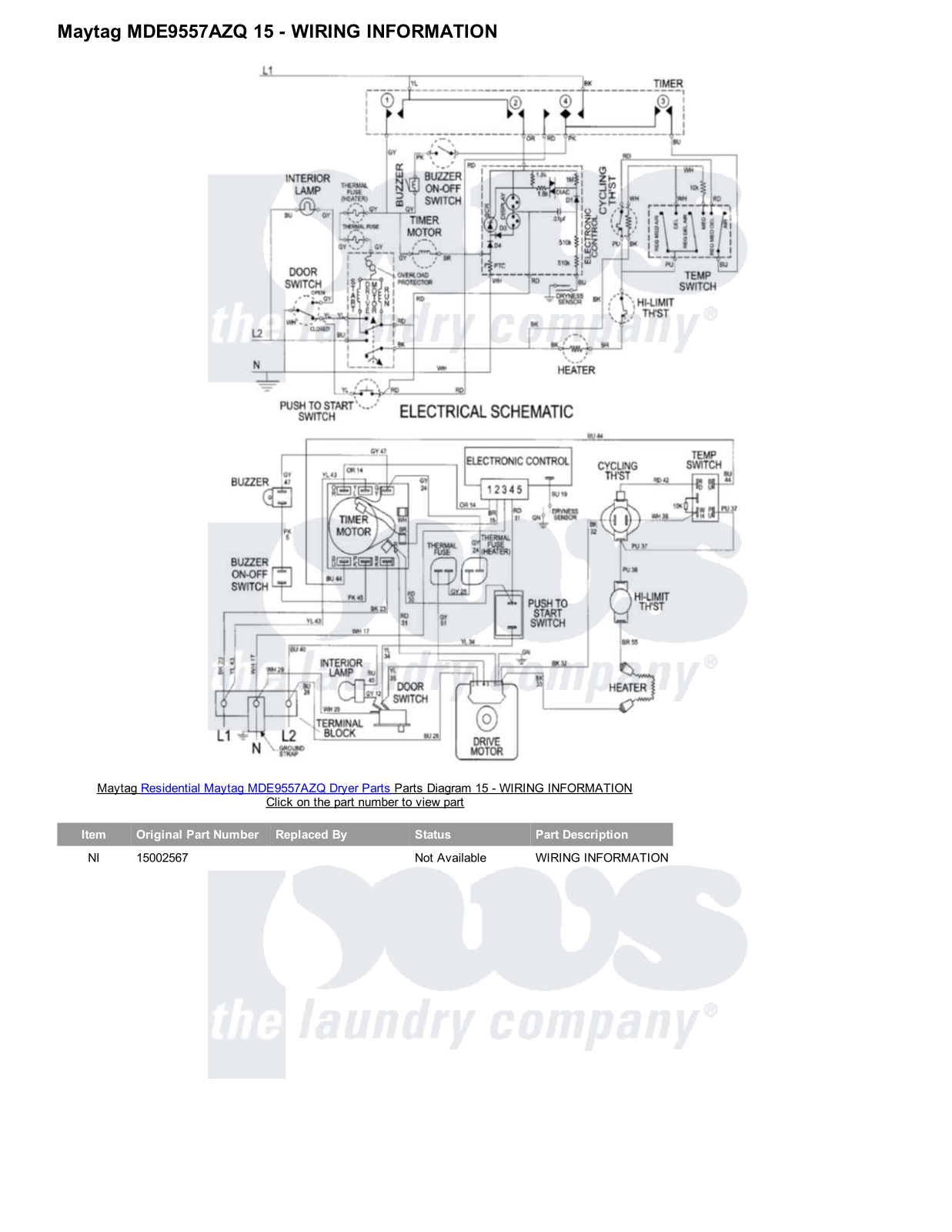 Maytag MDE9557AZQ Parts Diagram