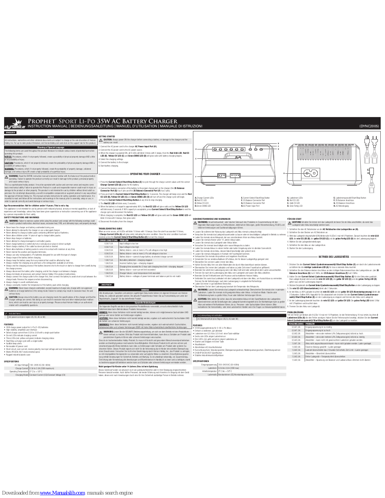 Dynamite DYNC2005, Prophet Sport Ni-MH Instruction Manual