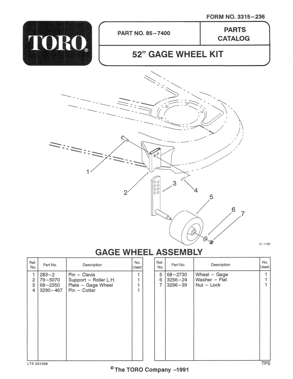 Toro 85-7400 Parts Catalogue