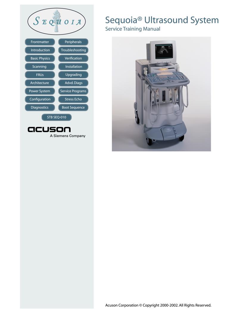 Acuson Sequoia Ultrasound System User manual