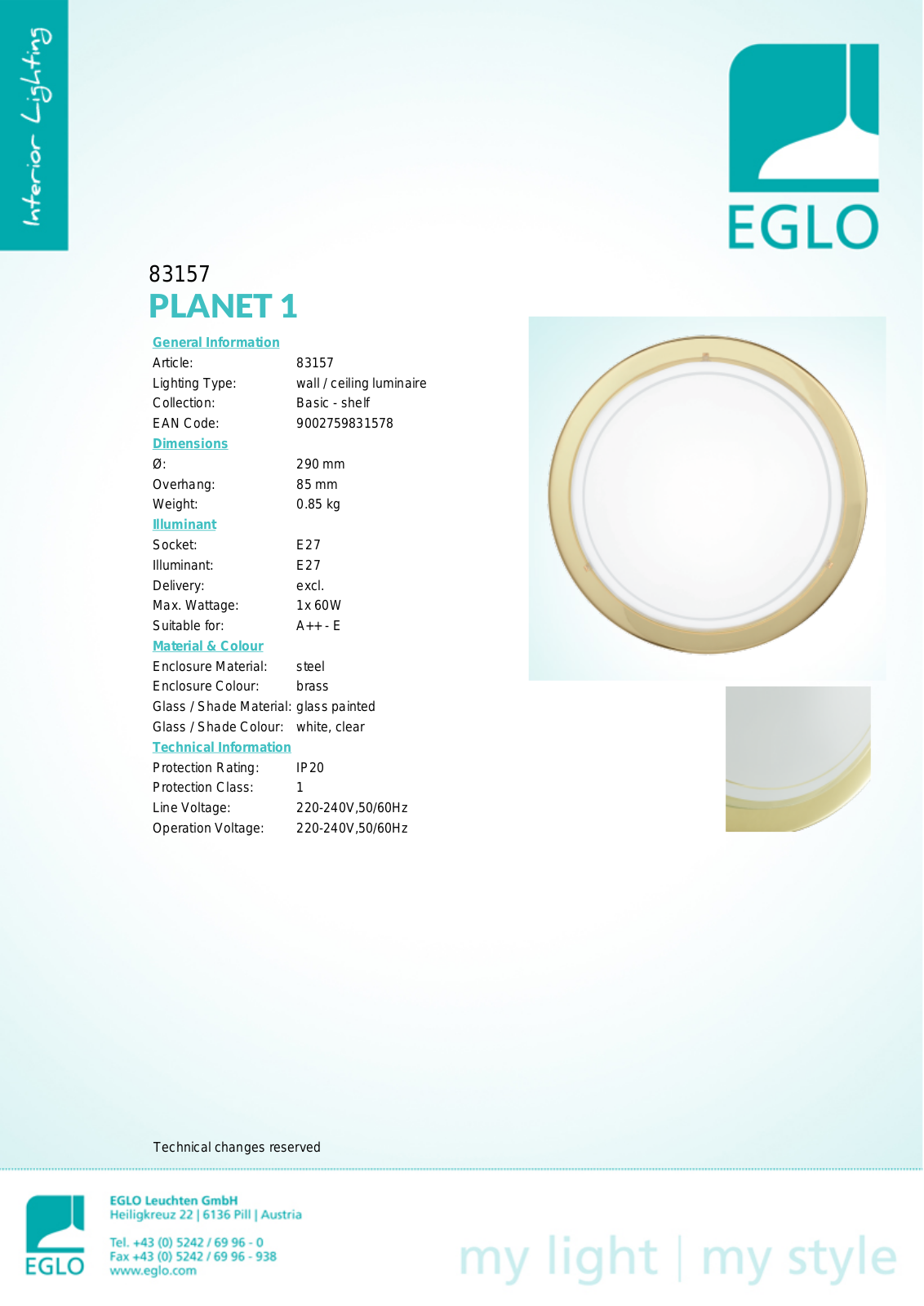 Eglo 83157 Service Manual