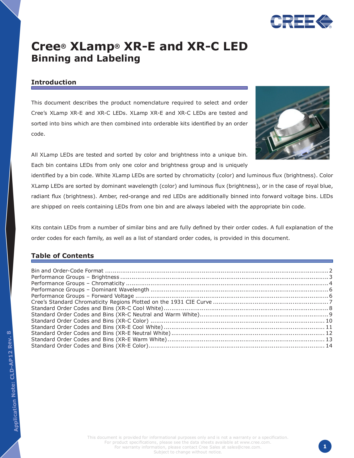 CREE XLamp XR-E LED, XLamp XR-C LED User guide