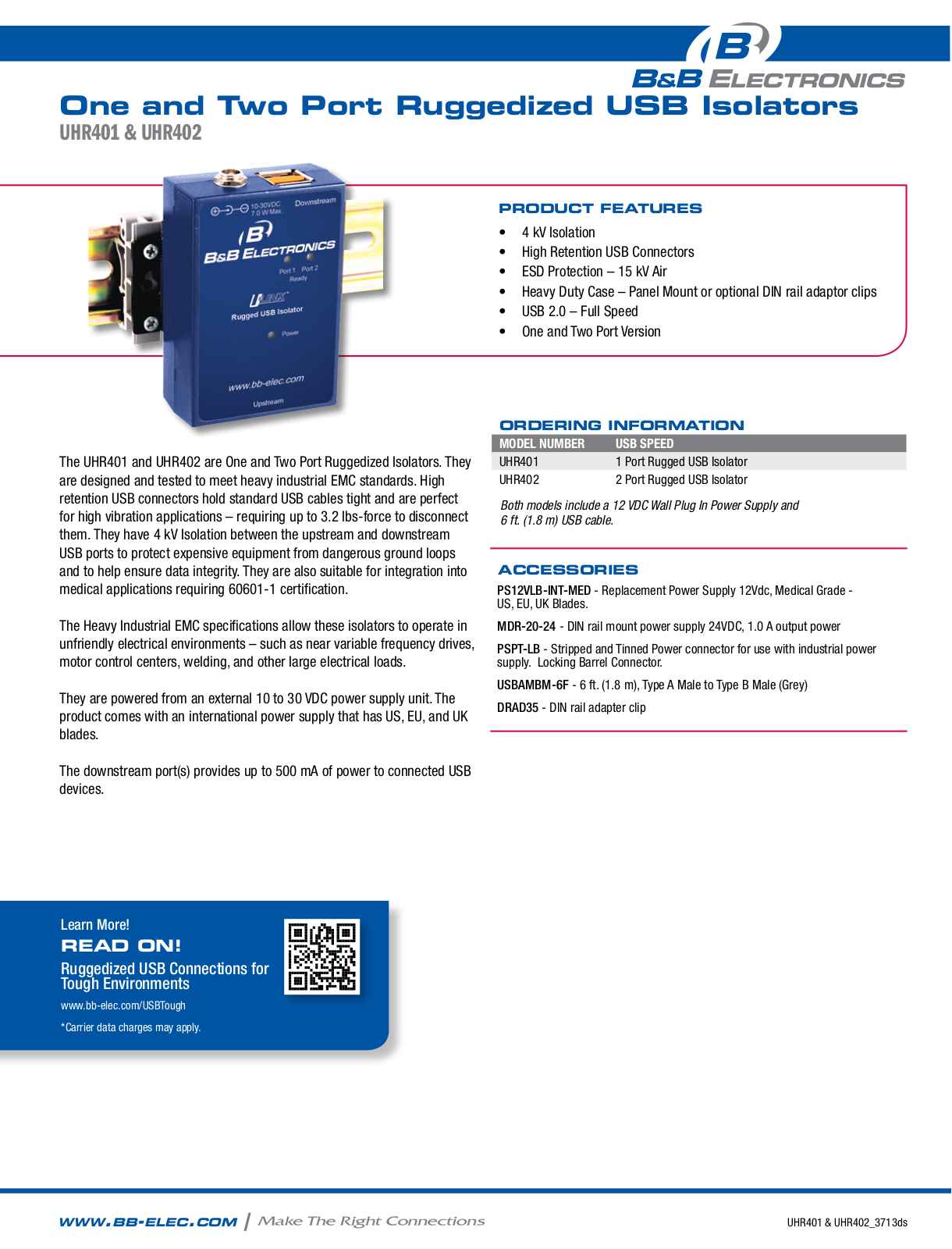 B&B Electronics UHR402 Datasheet