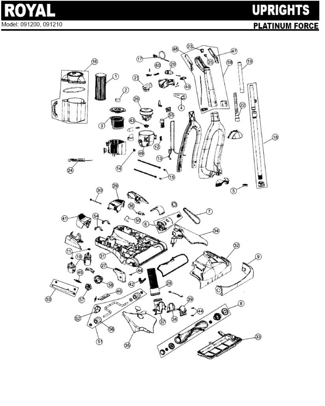 Royal 091200, 091210 Parts List