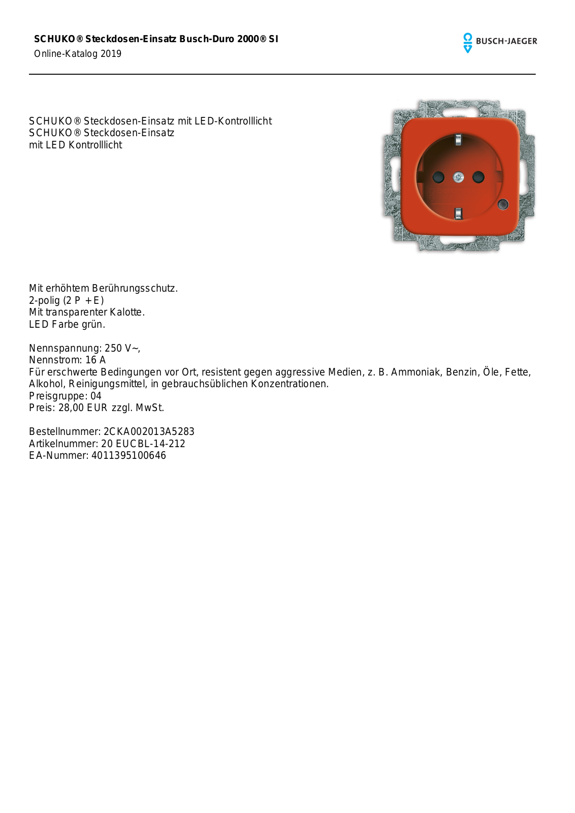 Busch-Jaeger 20 EUCBL-14-212 User Manual