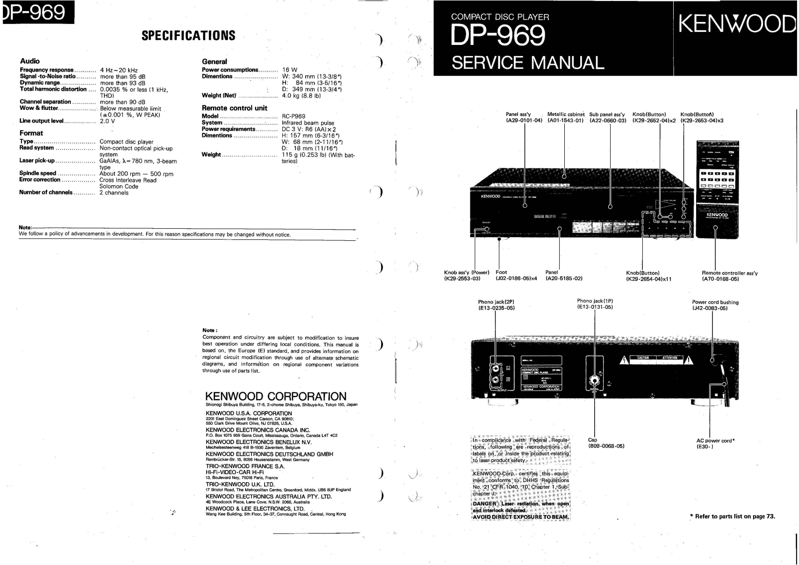 Kenwood DP-969 Service Manual