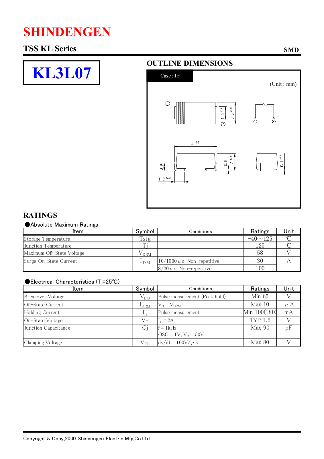 Shindengen Electric Manufacturing Company Ltd KL3L07 Datasheet