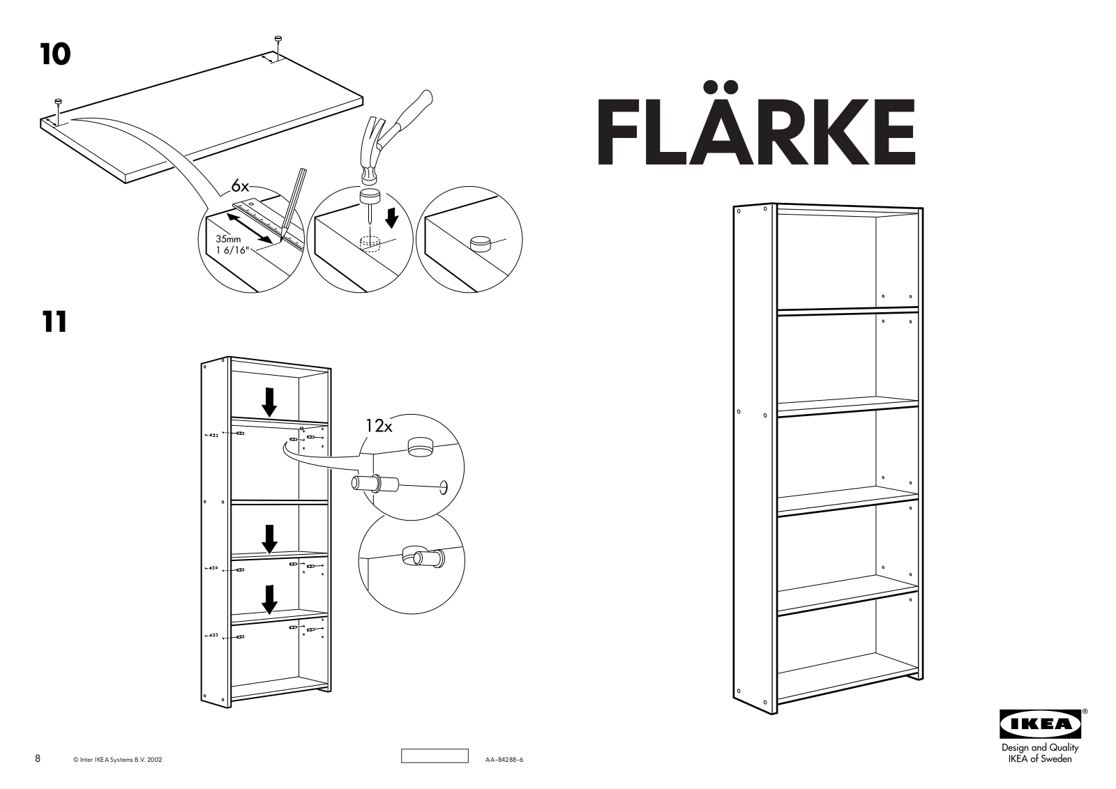IKEA FLÃRKE BOOKCASE 23X67 Assembly Instruction