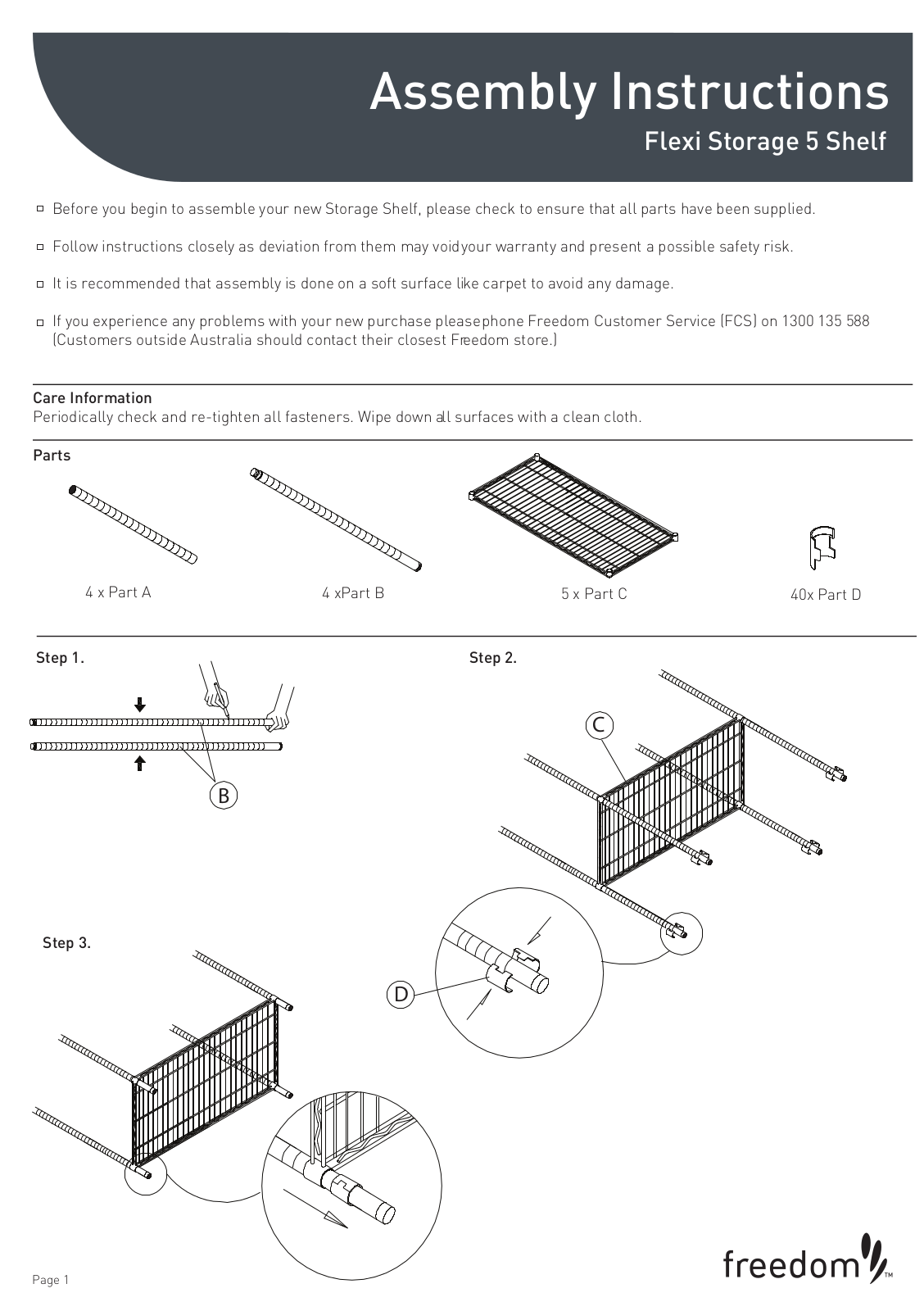 Freedom Flexi 5 Shelf Assembly Instruction