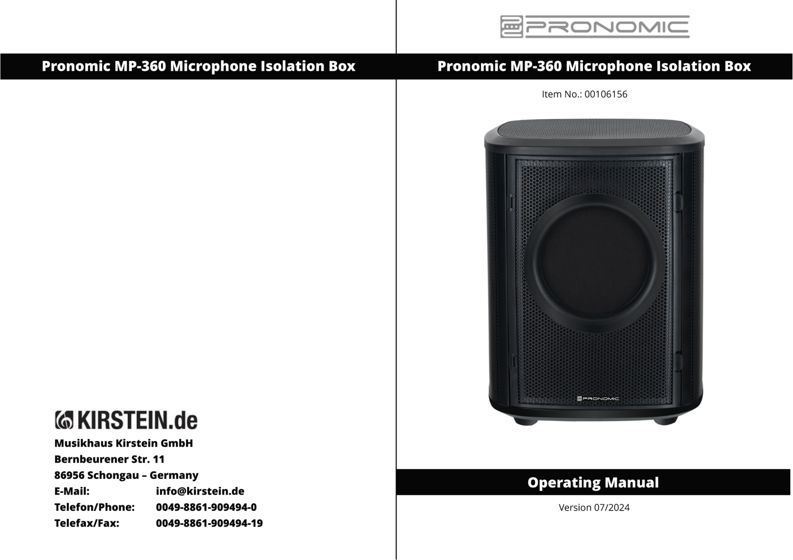 Pronomic MP-360 Operating instructions / manual - ManualMachine.com