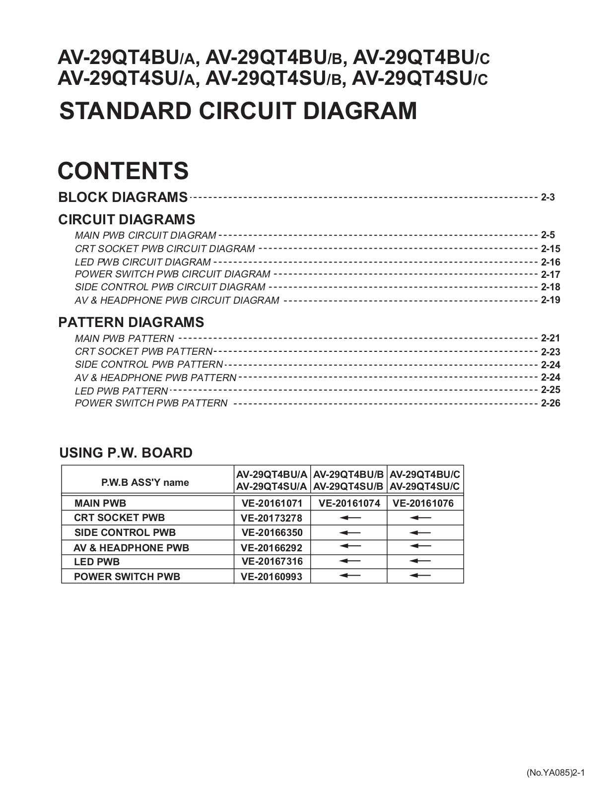 JVC AV-29QT4BU/A, AV-29QT4BU/B, AV-29QT4BU/C, AV-29QT4SU/A, AV-29QT4SU/B Schematics