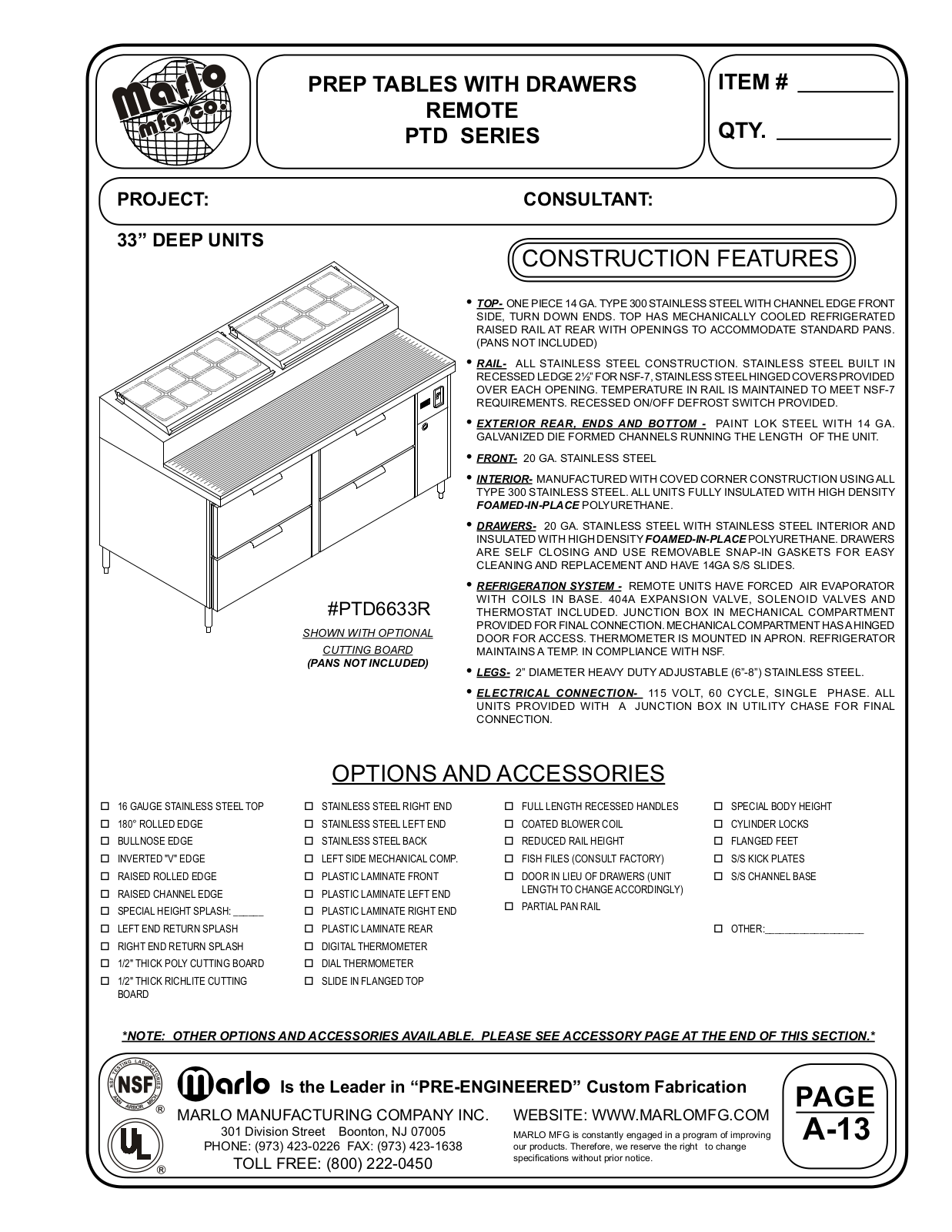 Marlo PTD10833R User Manual