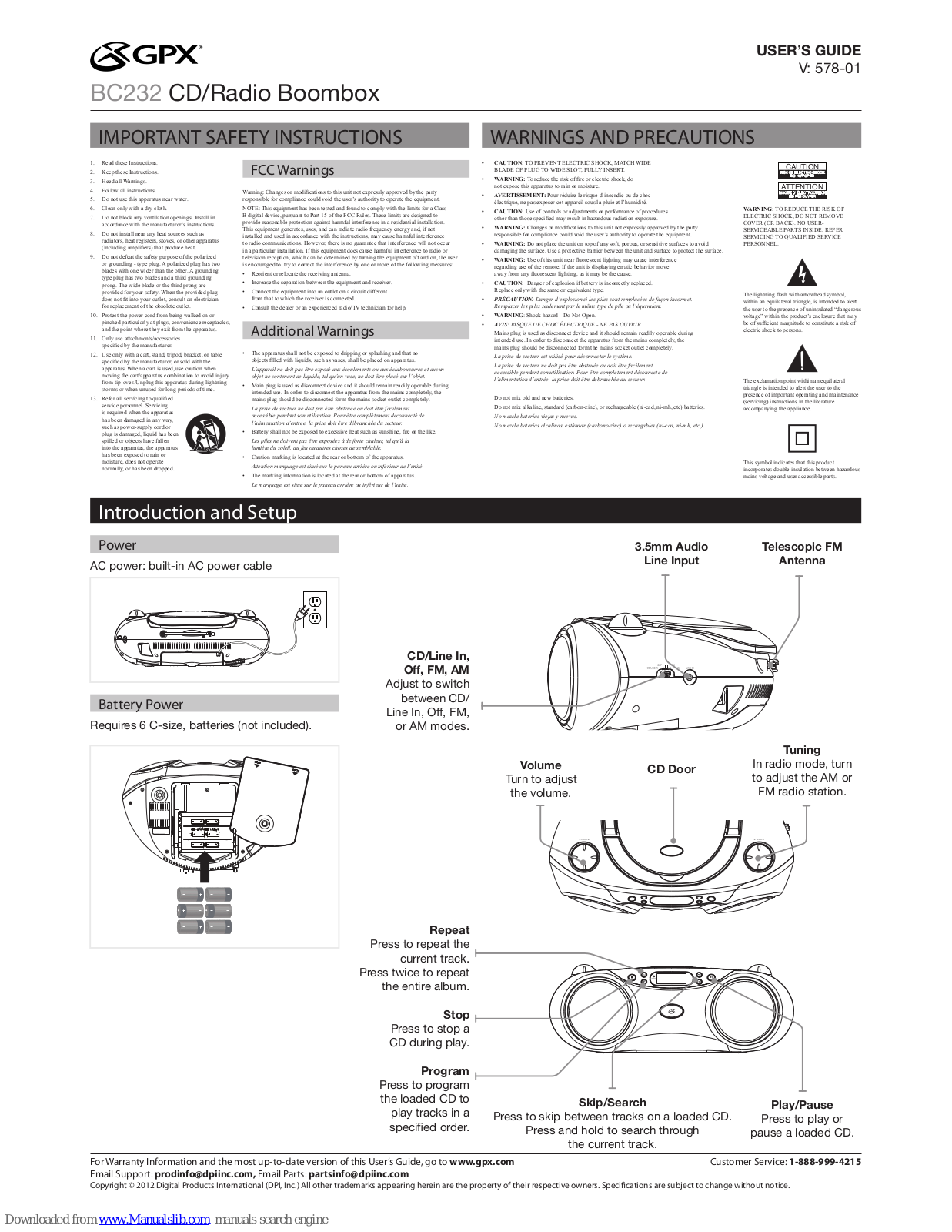 GPX BC232 User Manual