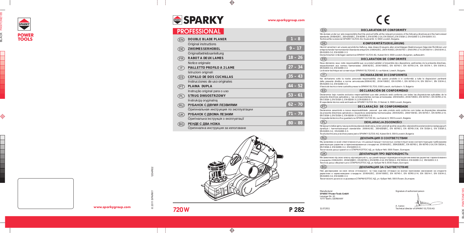 Sparky P 282 User Manual