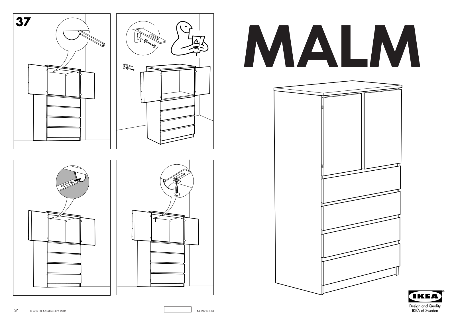 IKEA MALM TV STORAGE UNIT 37X65 Assembly Instruction